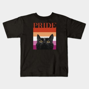 Vintage Black Cat Lesbian Pride Kids T-Shirt